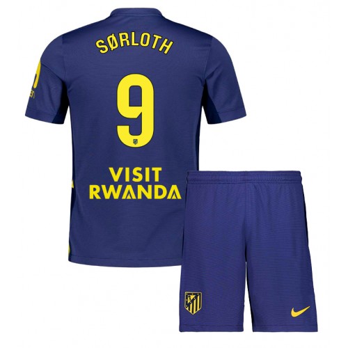 Stroje piłkarskie Atletico Madrid Alexander Sorloth #9 Koszulka Wyjazdowej dla dzieci 2025-26 Krótki Rękaw (+ szorty)